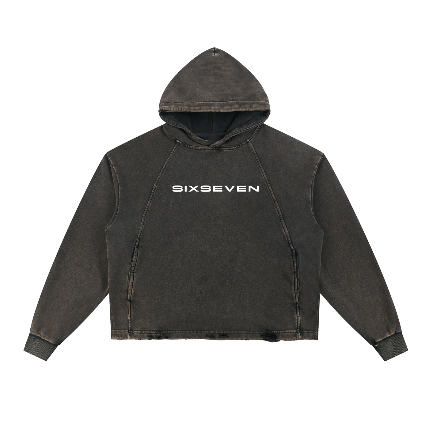 SixSeven Vintage Wash Frayed-Hem Hoodie