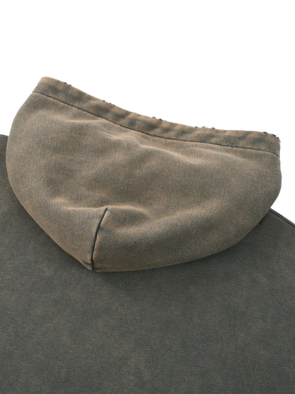SixSeven Vintage Wash Frayed-Hem Hoodie